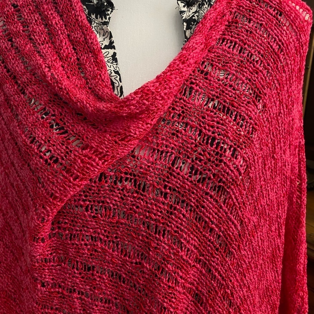 Fun Raspberry Color Knit Shawl-One Size - Picture 5 of 6